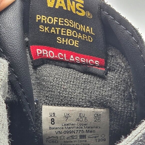 Vans Pro Classics Mens Size 8 Black Professional Skateboard Shoes High Top Suede - Picture 6 of 13
